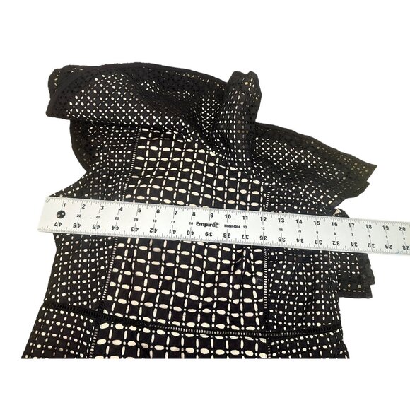 J.Crew Collection One Shoulder Mini Dress Womens Black 12 Eyelet Lace Ruffle - Picture 8 of 16
